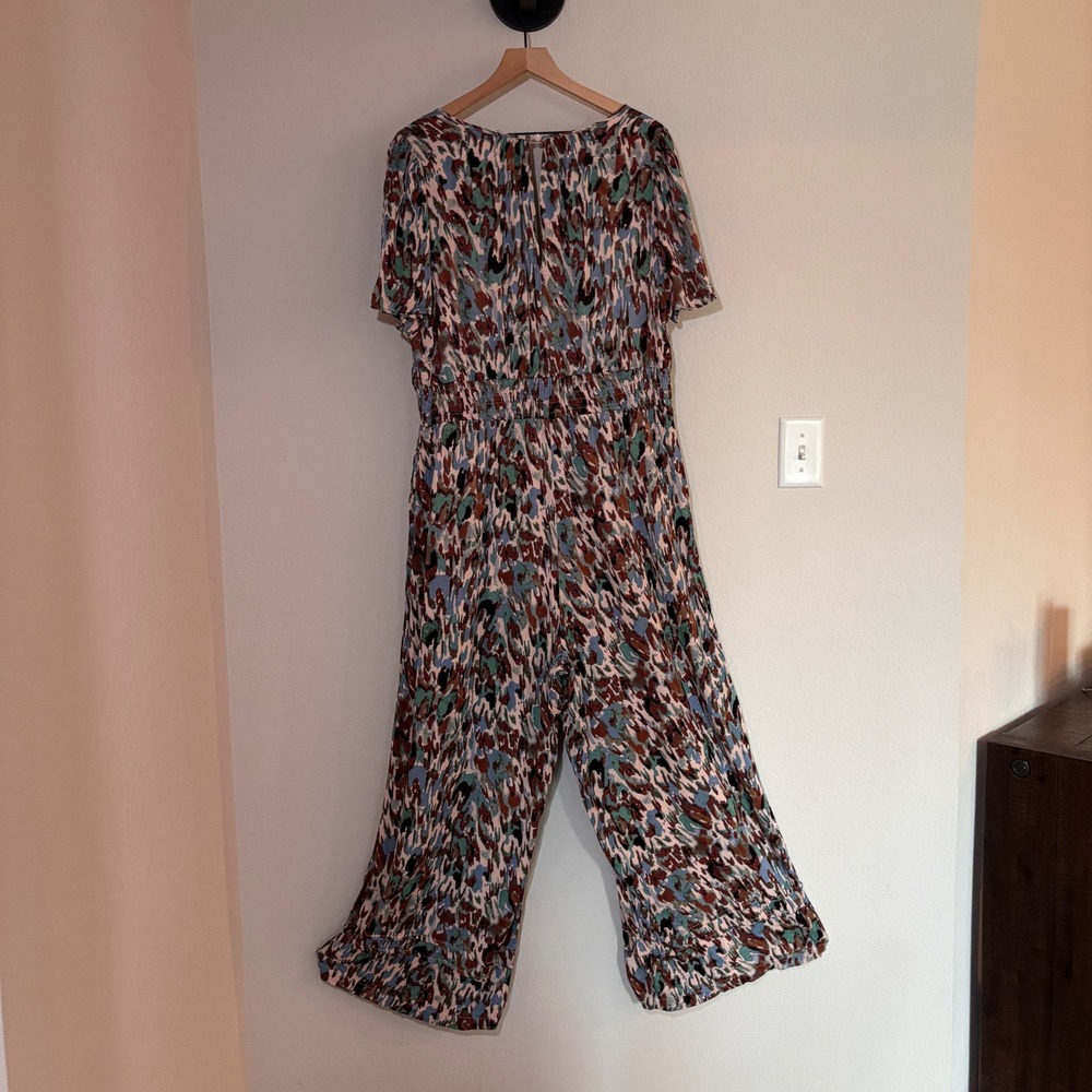 Anthropologie Somerset Jumpsuit Print 1X Abstract Boho Wide Leg Breezy - Picture 4 of 11